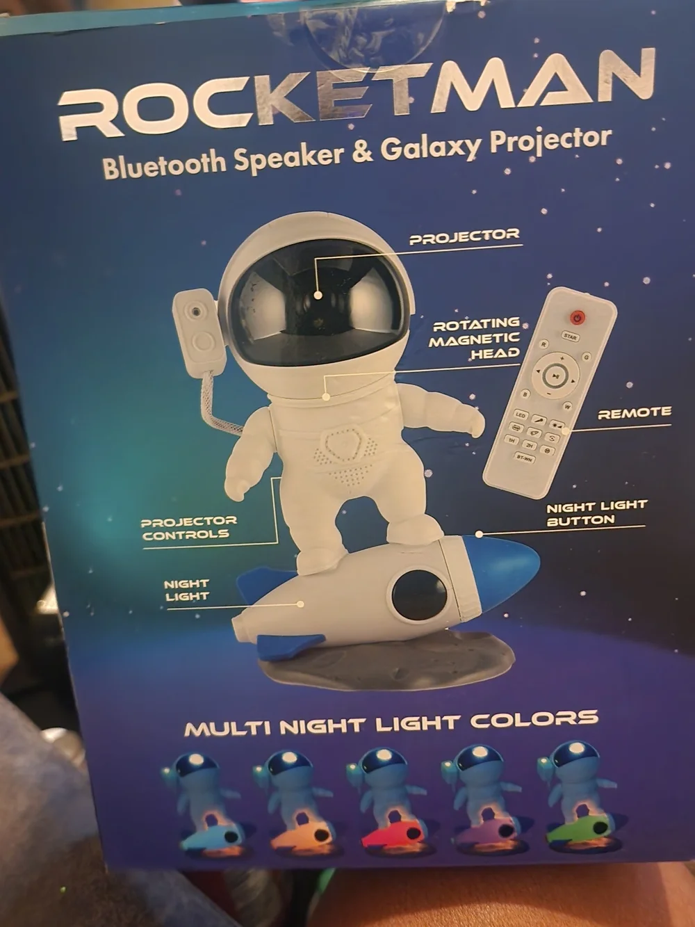 New Astronaut Bluetooth Speaker & Galaxy Projector - White and Blue